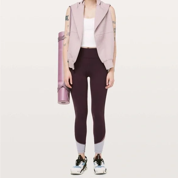 Lululemon In Movement Blocked Tight in Plum Shadow Everlux 25” - Picture 4 of 11